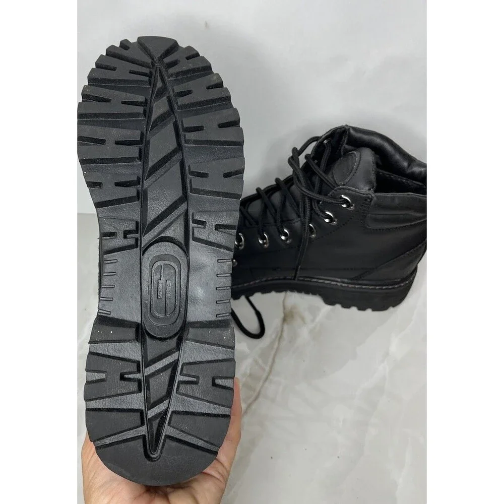 Skechers Utility BLACK Leather Work Boots Men Sz 11 4473